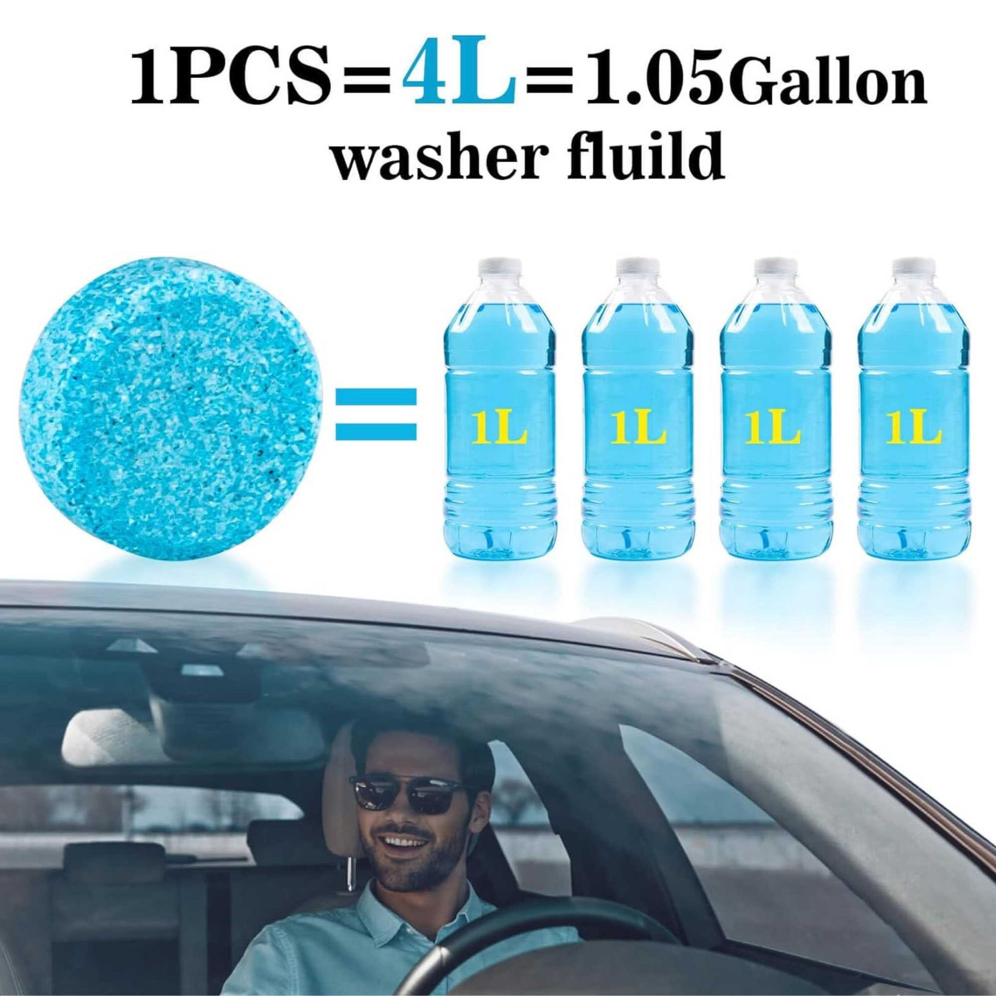 1 windshield washer fluid tablet treats 4l of water
