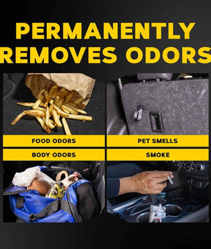 Automotive air conditioner cleaner designed to remove common vehicle odors including smoke and pet smells.