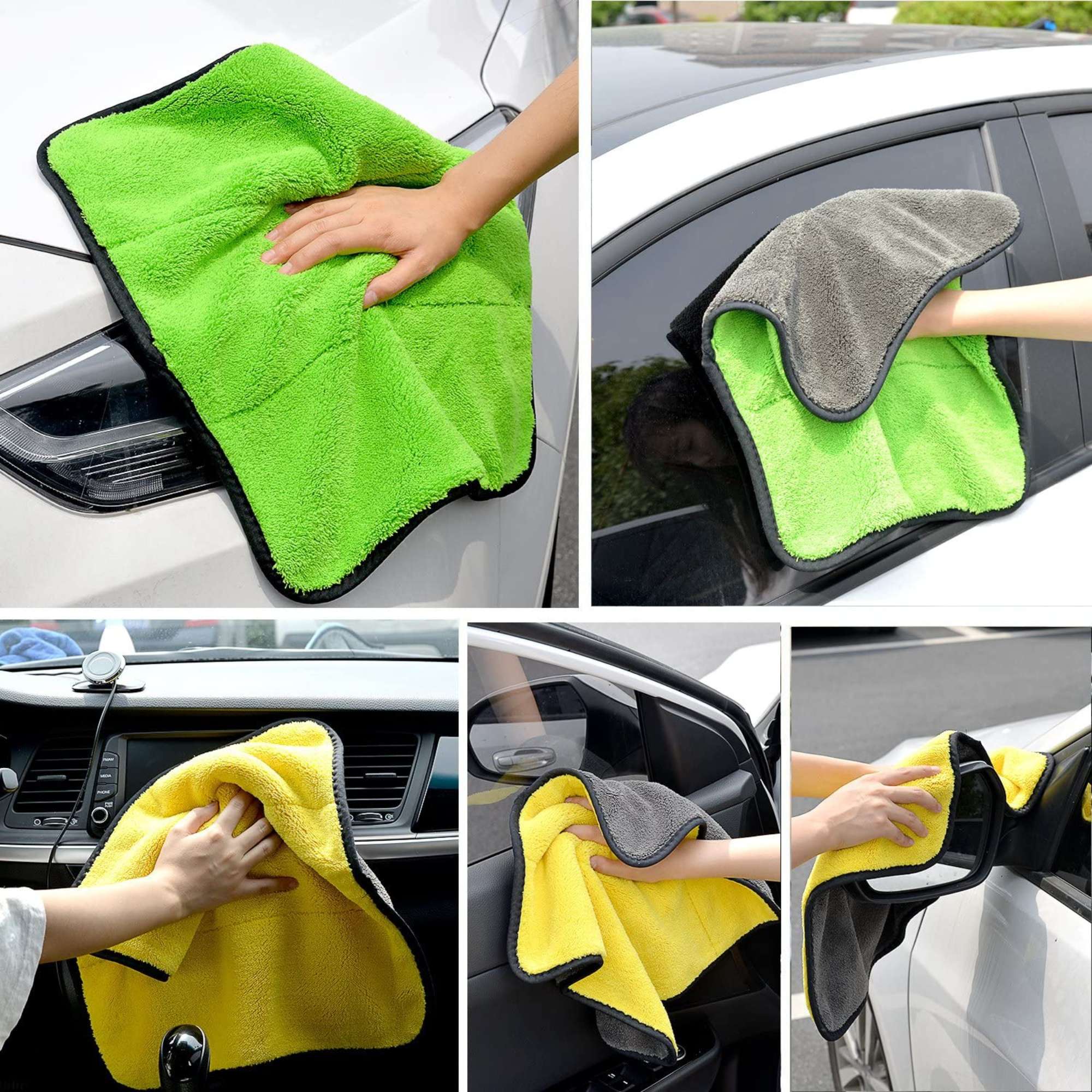 Microfiber Towel for Cars, Small, Medium & Large Size । Premium Microfiber Cloth for Cars, Lint Free, Scratch-Free & Highly Absorbent । Safe for Car Wash, Wipe, Drying & Product Application