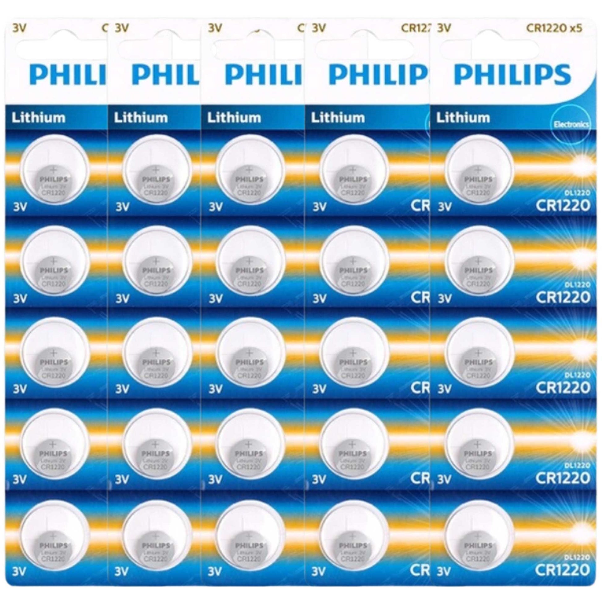 Philips CR1220 3V Lithium Coin Battery for Car Remote & Key