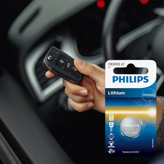 Philips CR2032 3V Lithium Coin Battery for Car Remote & Key