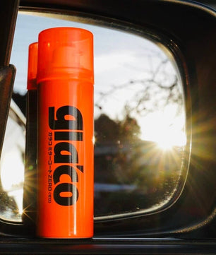 Soft99 Glaco Mirror Coat Zero on car side mirror for rain proof driving and clear rear visibility