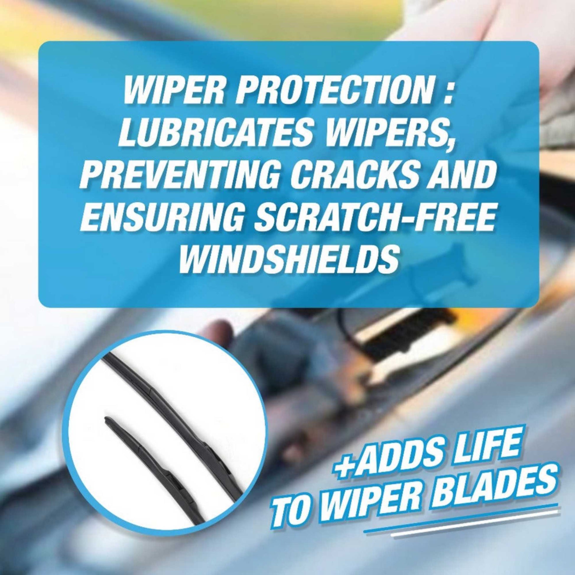 auto windshield washer fluid added wiper life, lubricate wipers, prevents and ensures scratch free windshield 