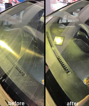 car windshield glass scratch, water marks, dirt's and visibility issues fixed by using auto glass cleaner tablet