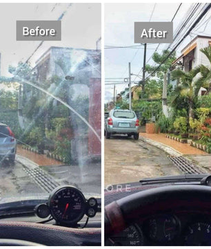 car windshield washer glass cleaner tablet before and after result