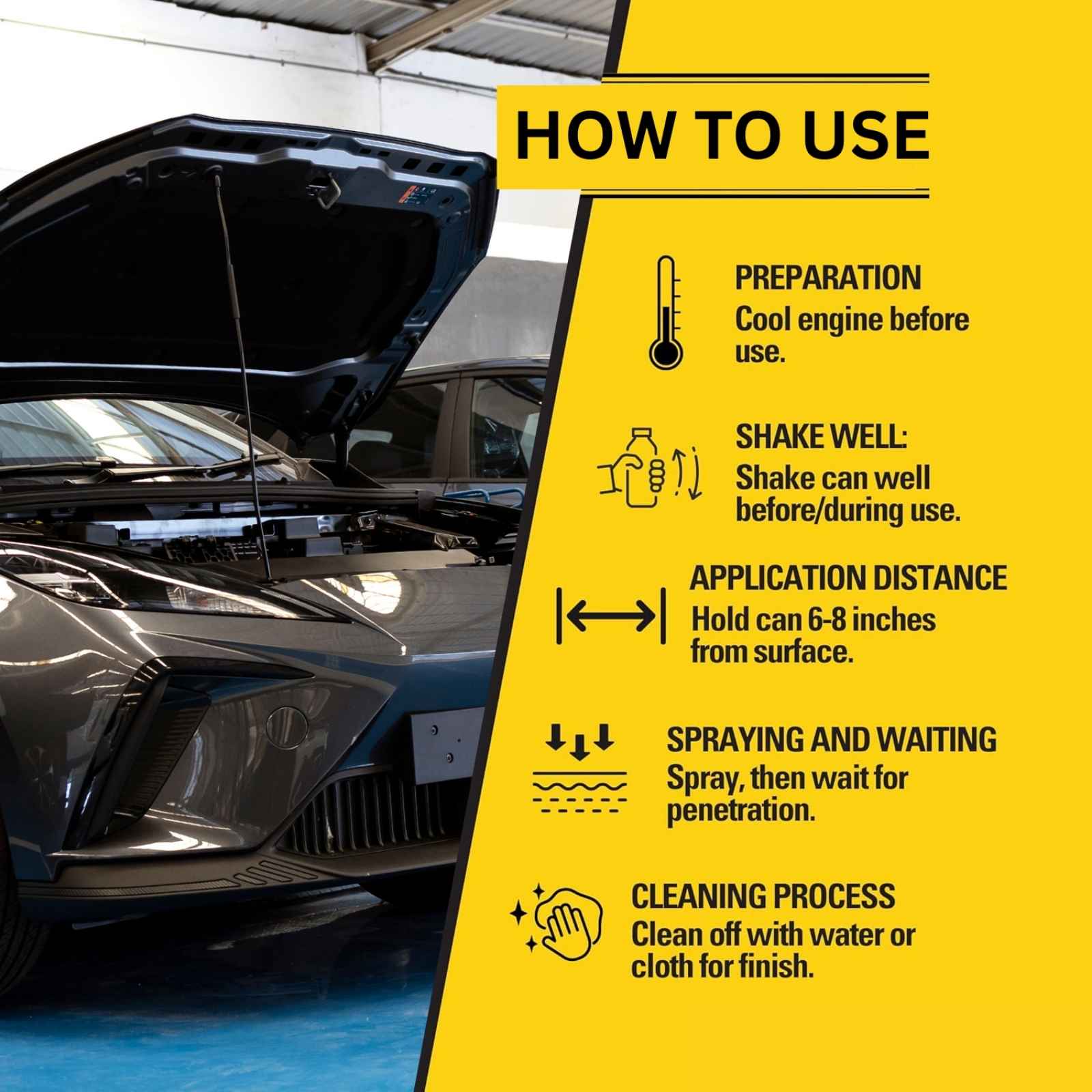 Kangaroo Engine Cleaner step-by-step usage instructions.