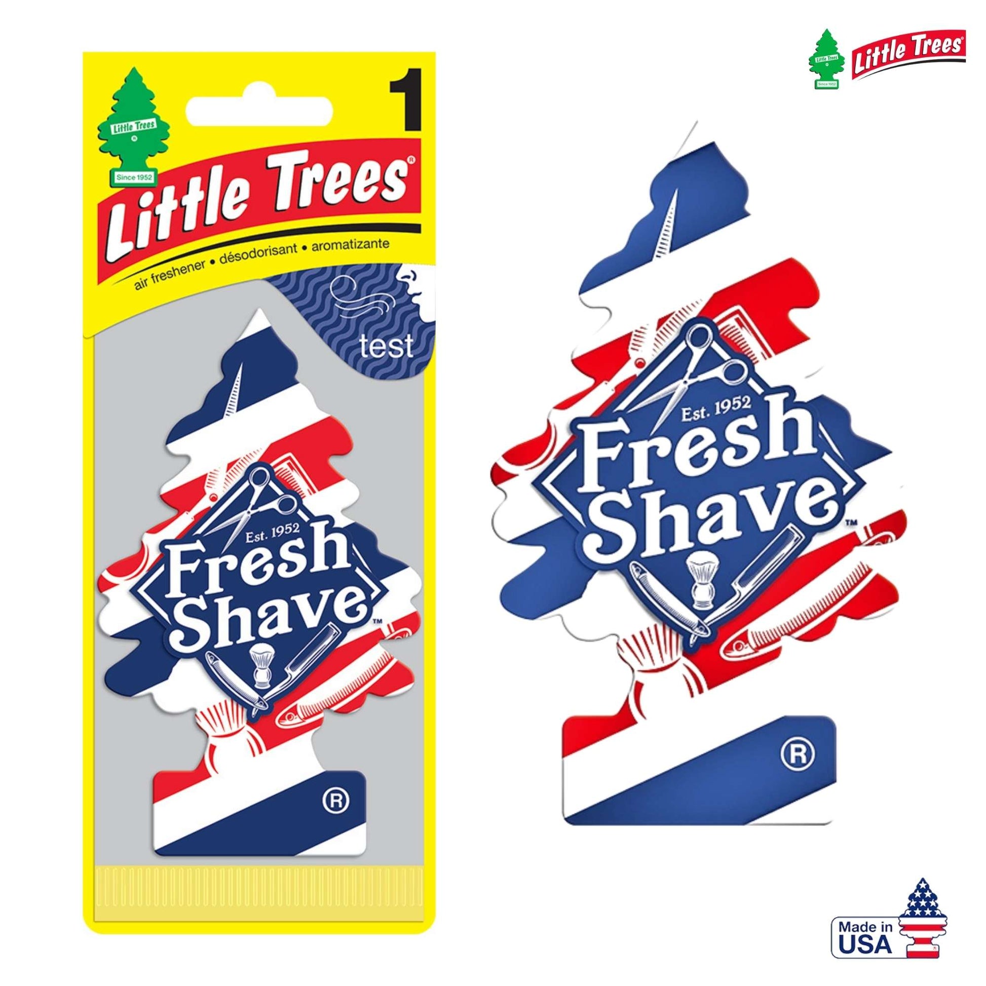 Little tree fresh shave. Notes of shaving cream, leather, talcum powder, and musk are brought together in this distinct barbershop fragrance