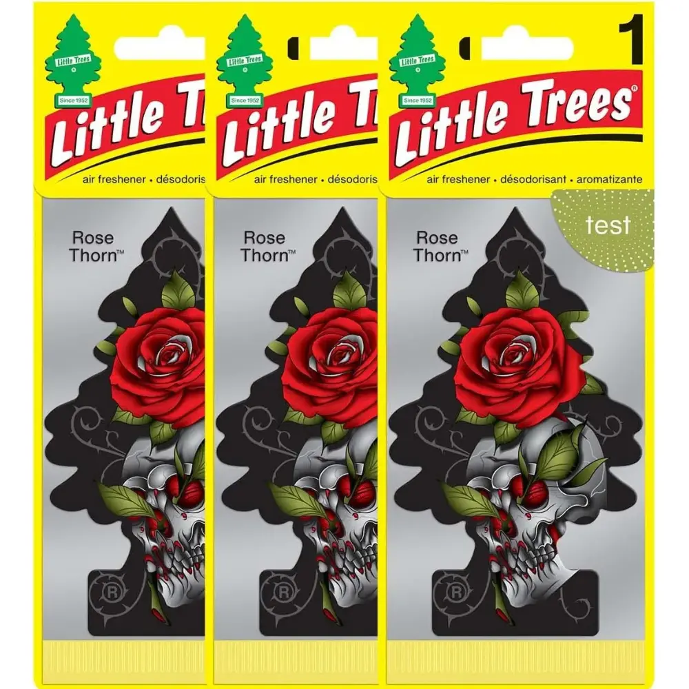 little trees car air freshener. rose thorn flavor expensive car perfume