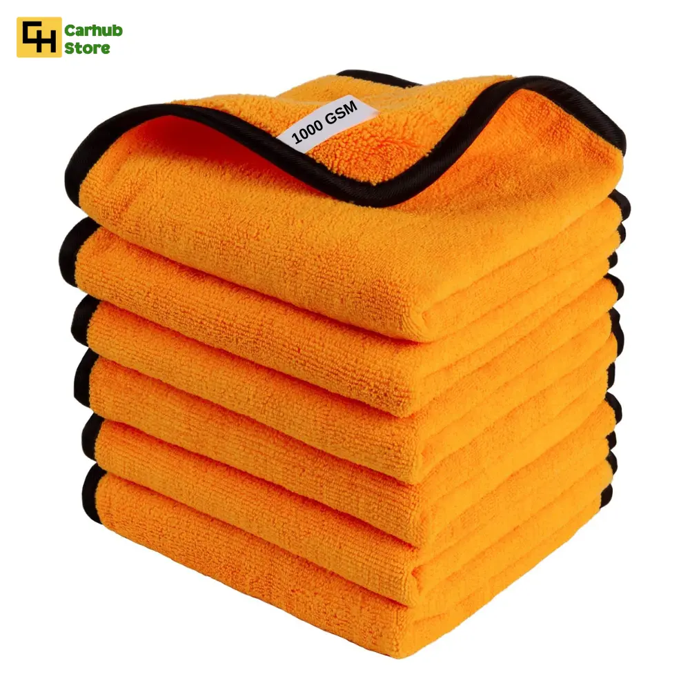 Carhub 1000 GSM Professional Grade Premium Microfiber Towel, 10 x 10 Inch Small Size Dual-Sided Automotive Car Washing, Cleaning, Drying and Detailing Cloth, Home, Motorbike