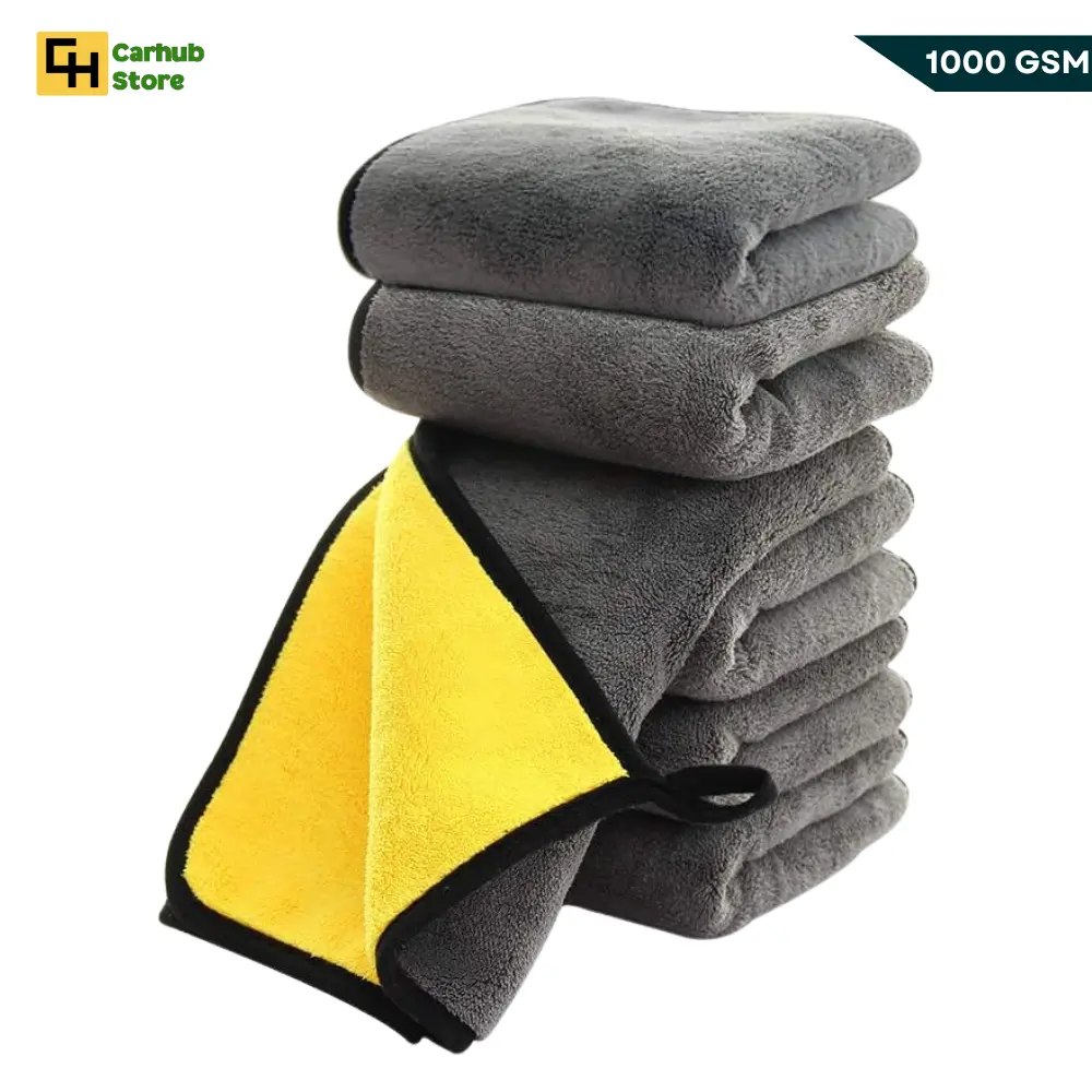 Professional Grade 1000 GSM Premium Microfiber Towel, 10 x 10 Inch Small Size Dual-Sided Automotive Car Washing, Cleaning, Drying and Detailing Cloth, Home, Motorbike