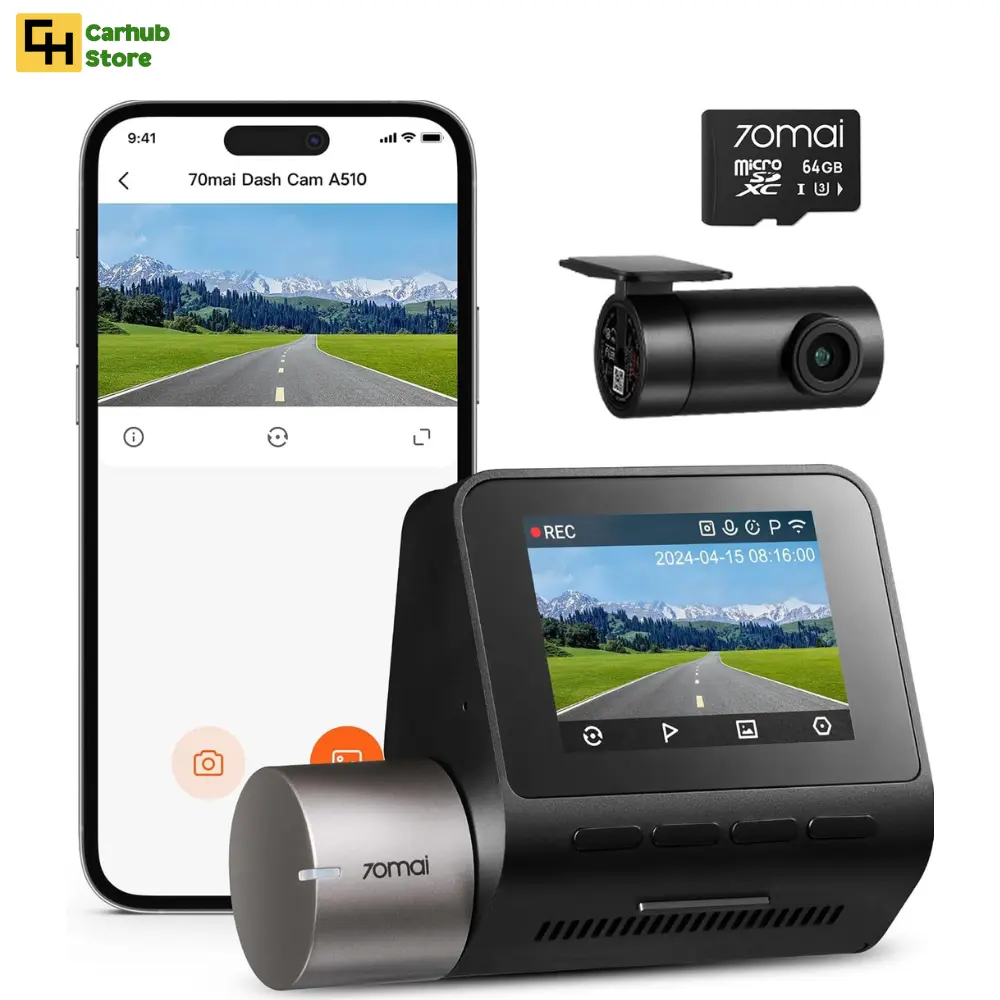 Xiaomi 70mai A500s Pro Plus+ Dash Cam Front and Rear, 2700P + 1080P, GPS, 64GB Card । Dashboard Security Camera for Cars, ADAS, WiFi, App Control, HDR, 24H Parking Mode, Loop Recording